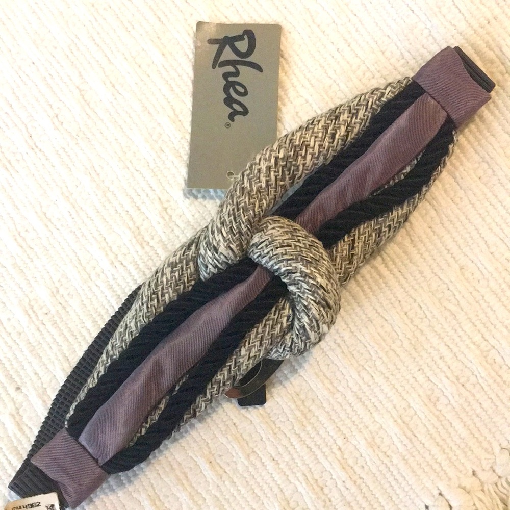 COPY - Belt  By RHEA adjustable grays and black cord and satin Elastic VINTAGE.…
